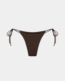 Rib Skinny Strap Tie Side Bikini Bottom