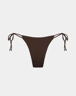 Rib Skinny Strap Tie Side Bikini Bottom