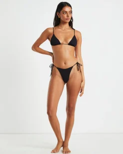 Rib Skinny Strap Tie Side Bikini Bottoms