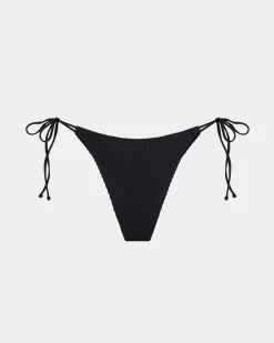 Rib Skinny Strap Tie Side Bikini Bottoms