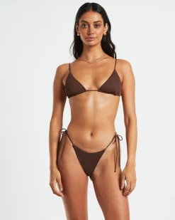 Rib Skinny Strap Triangle Bikini Top Bikini Top