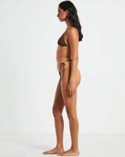 Rib Skinny Strap Triangle Bikini Top Bikini Top