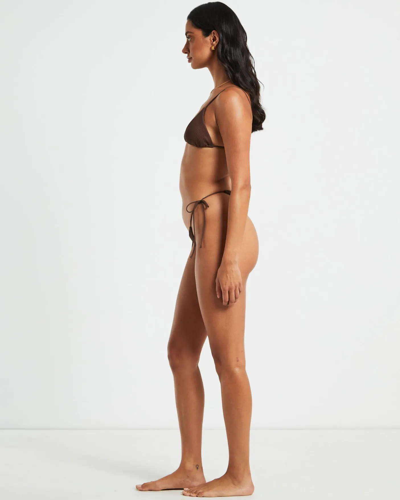 Rib Skinny Strap Triangle Bikini Top Bikini Top