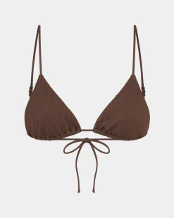 Rib Skinny Strap Triangle Bikini Top Bikini Top