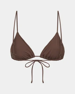 Rib Skinny Strap Triangle Bikini Top Bikini Top