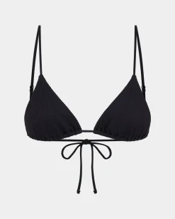 Rib Skinny Strap Triangle Bikini Top Bikini Top