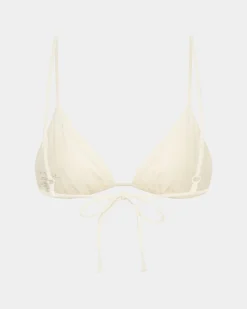 Rib Skinny Strap Triangle Bikini Top Bikini Top