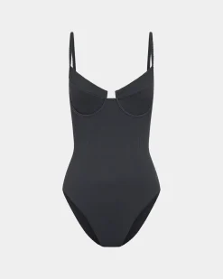 Rib Underwire Bikini Top One Piece