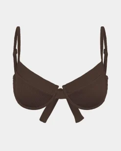 Rib Underwire Tie Back Bikini Top