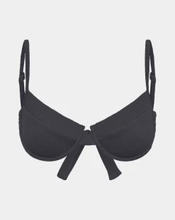 Rib Underwire Tie Back Bikini Top