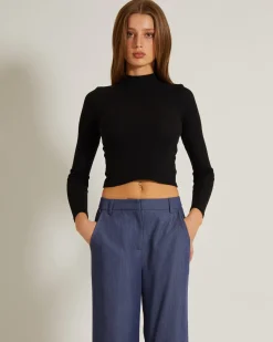 Ribbed Long Sleeve Crop Skivvy