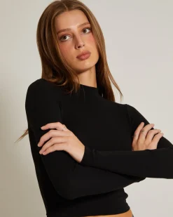 Ribbed Long Sleeve Crop Skivvy