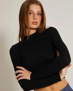 Ribbed Long Sleeve Crop Skivvy
