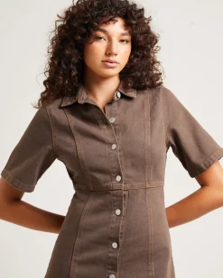 Rio Denim Mini Dress Washed Sepia