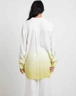 Rochelle Dip Dye Long Sleeve Shirt in Citrus Green