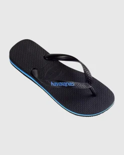 Rubber Logo Thongs Black/Blue