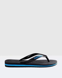Rubber Logo Thongs Black/Blue