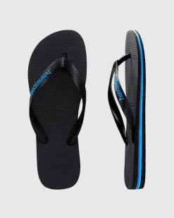 Rubber Logo Thongs Black/Blue