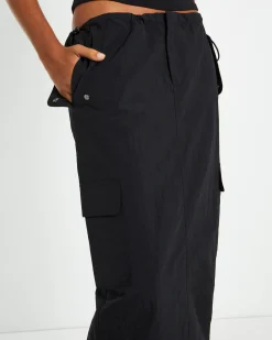 Ruby Multi Pocket Cargo Maxi Skirt Black