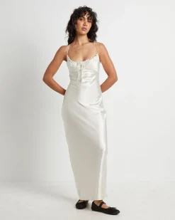 Ruby Romantic Slip Maxi Dress in Ivory