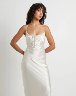 Ruby Romantic Slip Maxi Dress in Ivory