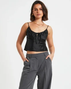 Ruby Romantic Slip Top in Black