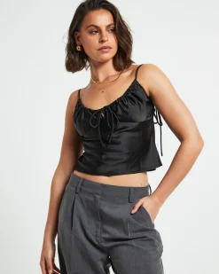 Ruby Romantic Slip Top in Black