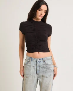 Ruched Mock Neck Top