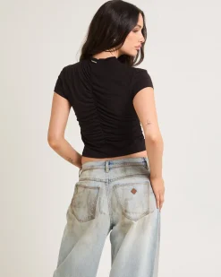 Ruched Mock Neck Top