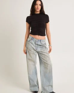 Ruched Mock Neck Top