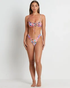 Ruched Underwire Bra Bikini Top in Disco Doll