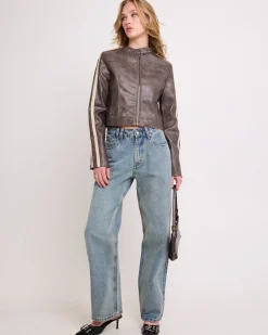 Ryda Leather Look Moto Jacket