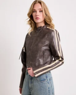 Ryda Leather Look Moto Jacket