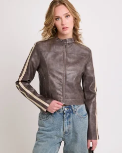 Ryda Leather Look Moto Jacket
