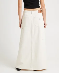 90s Mid Denim Maxi Skirt Unbleached