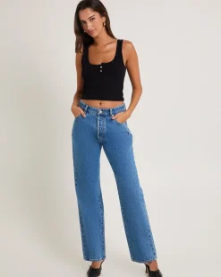 90s Relaxed Denim Jeans River Blue