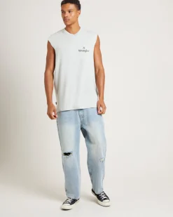 90s Vacay Muscle Tee in Steel Grey