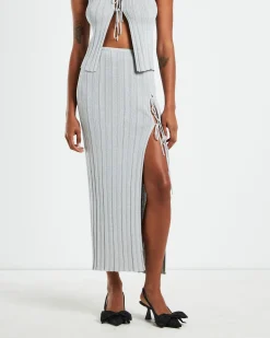 Sadie Tied Up Lurex Knit Midi Skirt