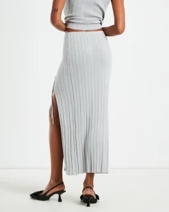 Sadie Tied Up Lurex Knit Midi Skirt