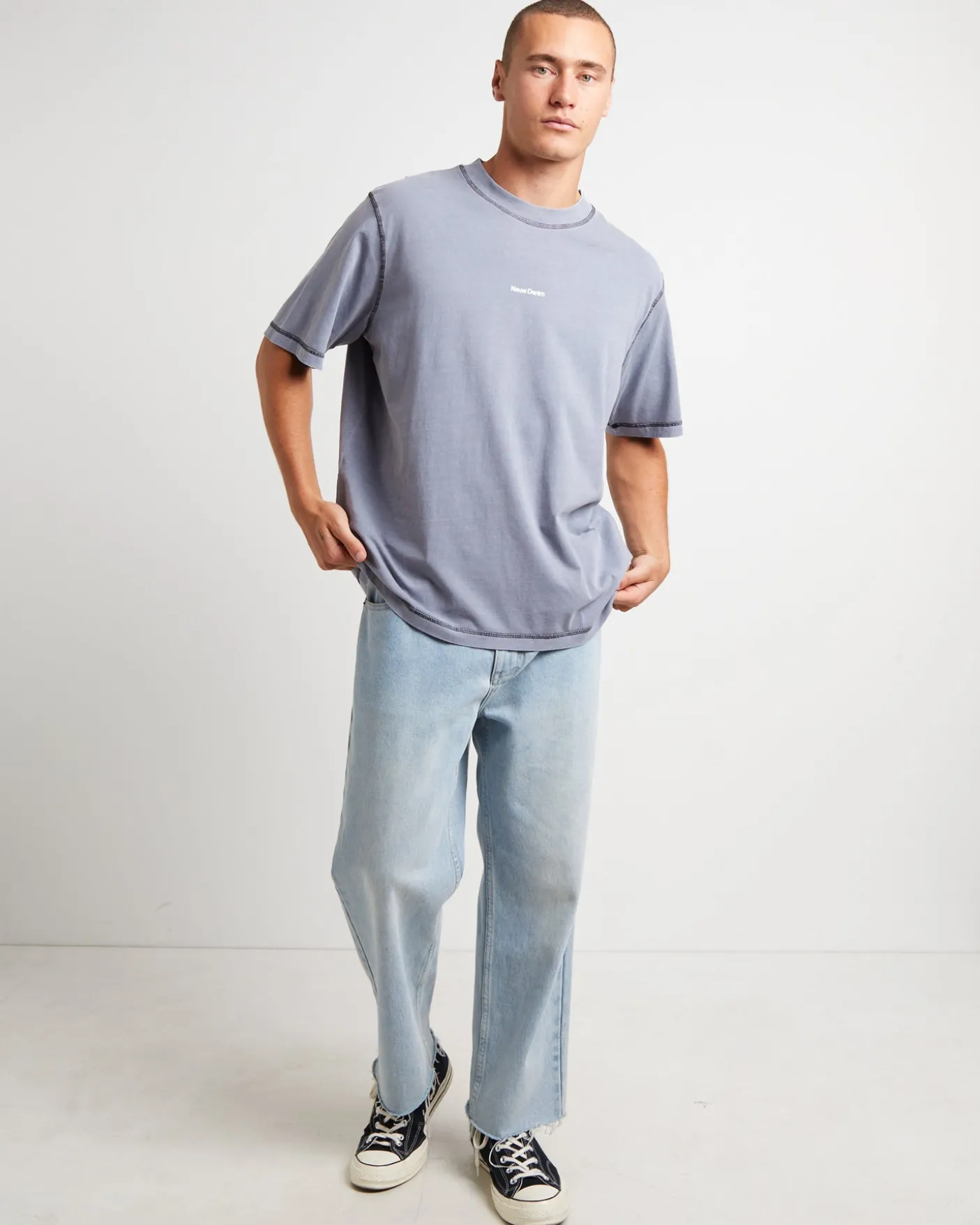 Samo Neuw Short Sleeve T-Shirt in Steel Blue
