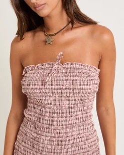 Sandra Gingham Bandeau Mini Dress