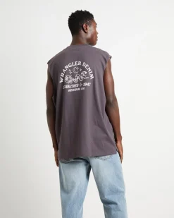 Serpent Stamp Muscle Tee in Slate Grey