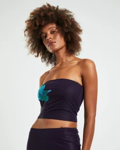 Shae Strapless Top Placement Flower Navy
