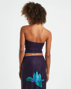 Shae Strapless Top Placement Flower Navy