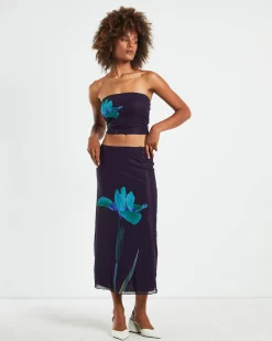 Shae Strapless Top Placement Flower Navy
