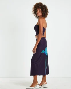 Shae Strapless Top Placement Flower Navy