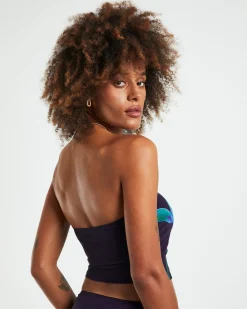 Shae Strapless Top Placement Flower Navy