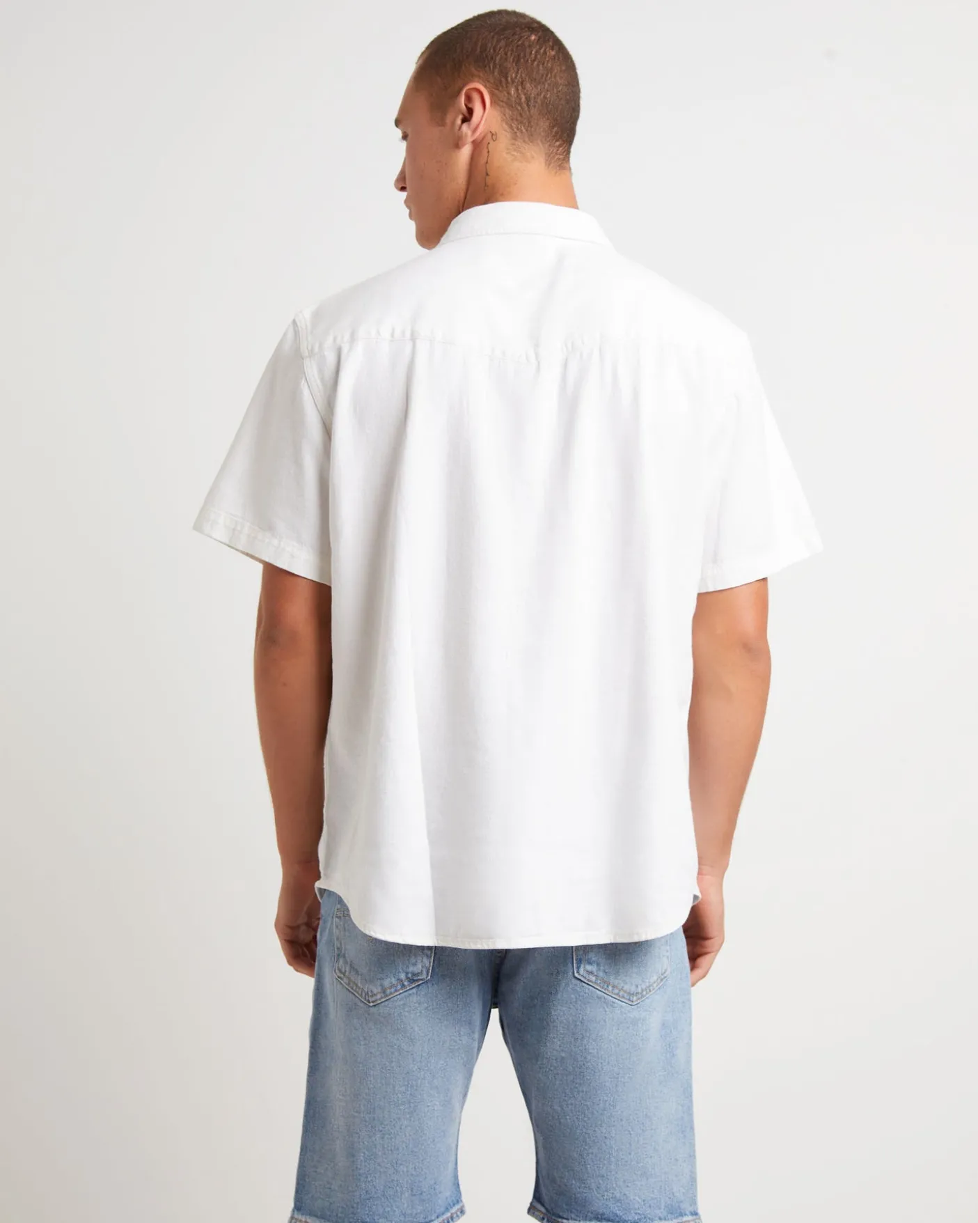 Short Sleeve Relaxed Fit Western Shirt in Newman Ecru