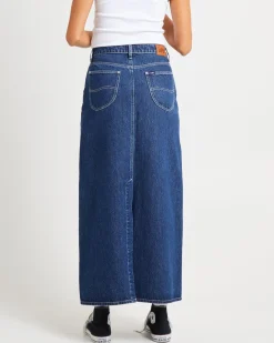 Signature Mid Denim Maxi Skirt Essentials Rinse