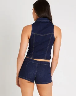 Siska Zip Up Denim Top